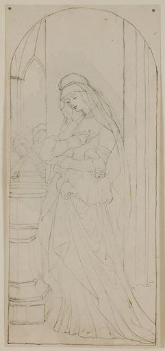 Friedrich KAULBACH - Disegno Acquarello - "Medieval Scene", 19th Century