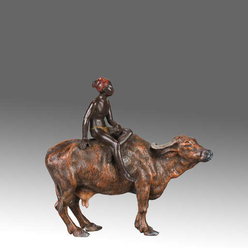 Franz Xavier BERGMANN - Sculpture-Volume - Boy on Ox