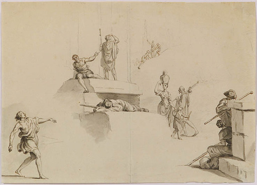 Friedrich August BRAND - Disegno Acquarello - Sketches, late 18th Century
