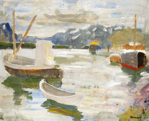 Åke GÖRANSSON - Pintura - c. 1928-30 View of a port landscape