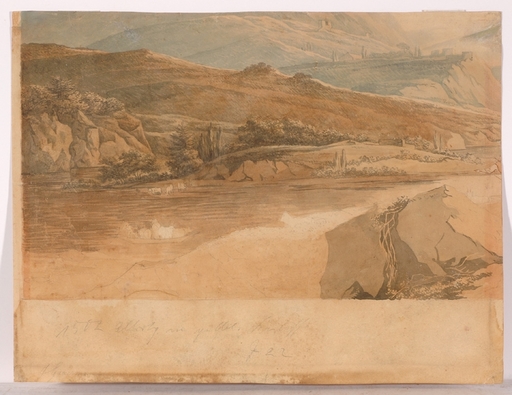 Jacob GAUERMANN - Dibujo Acuarela - Two landscape studies on the same sheet, early 19th century