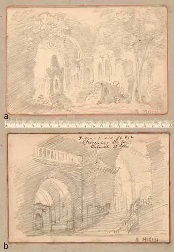 Alessandro MILESI - Drawing-Watercolor - Due Capricci di Paesaggio