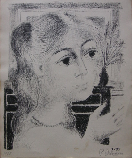 Paul DELVAUX - Print-Multiple - Jeune fille au collier de perles 1975