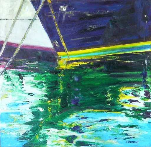 Michèle FROMENT - Pintura - reflets dans le port Ref. 243H