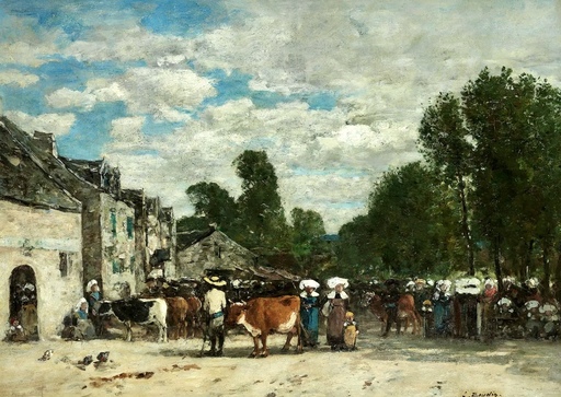 Eugène BOUDIN - Painting - Foire en Bretagne