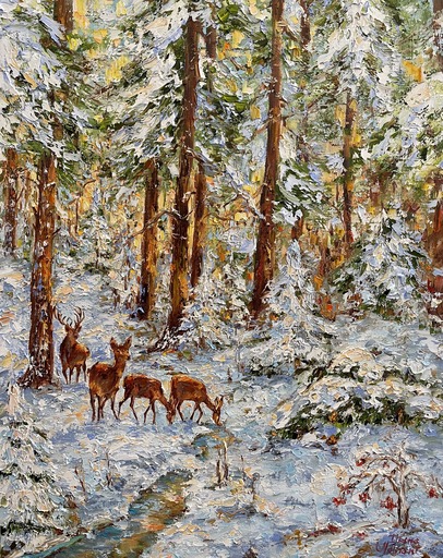 Diana MALIVANI - Pintura - In the Winter Forest