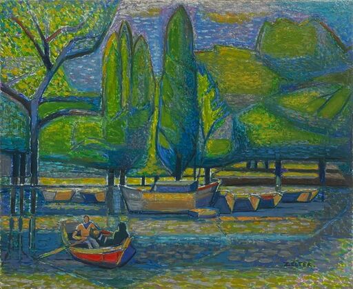 George Joseph ZELTER - Pintura - Le Lac Daumesnil (Bois de Vincennes)