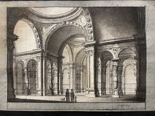 Giovanni MIGLIARA - Zeichnung Aquarell - Capriccio architettonico