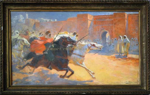 Ulpiano CHECA Y SANZ - Painting - " Fantasia " Cheval - Caballo - Maroc