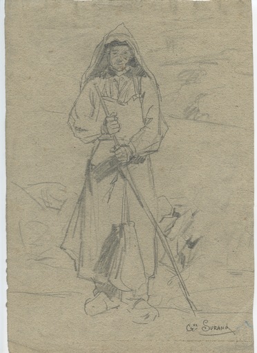 Gustave SURAND - 水彩作品 - DESSIN ORIGINAL AU CRAYON SIGNÉ MAIN HANDSIGNED DRAWING