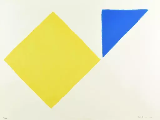 威廉姆·斯科特 - 版画 - Yellow Square Plus Quarter Blue