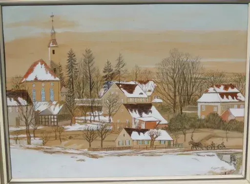 Cornelis KUYPERS - Dibujo Acuarela - Schneelandschaft mit Pferdefuhrwerk