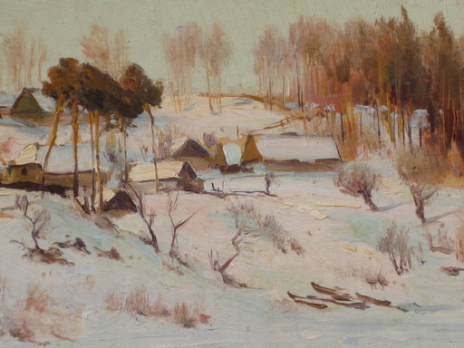 Walter MORAS - Painting - Schneelandschaft im Winter