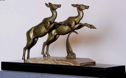Louis-Albert CARVIN - Sculpture-Volume - Jumping Deer