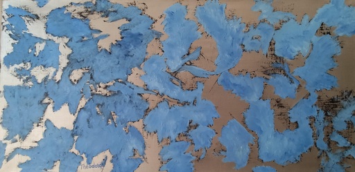Theodora BERNARDINI - Painting - Feuilles bleues , contemporary