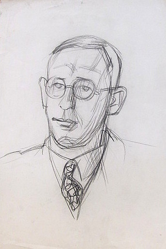 Erich HARTMANN - Disegno Acquarello - #19709: Mann mit Brille.