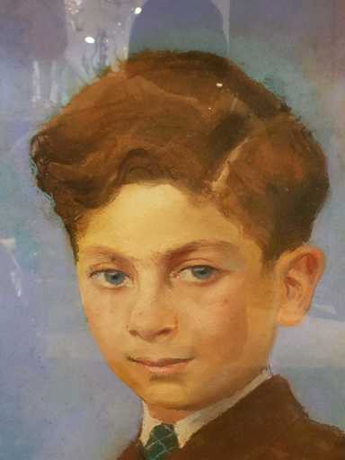 Alexandre ZINOVIEV - Gemälde - Jeune homme costume vert sur fond bleu
