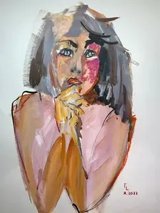 Françoise LEBLANC - Zeichnung Aquarell - PEINTURE FEMME JE T'AIME
