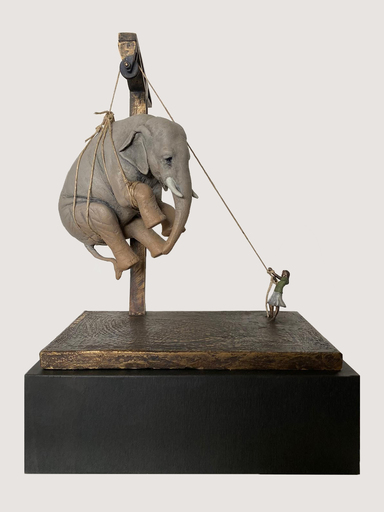 Stefano BOMBARDIERI - Escultura - Emma e l'elefante / mini